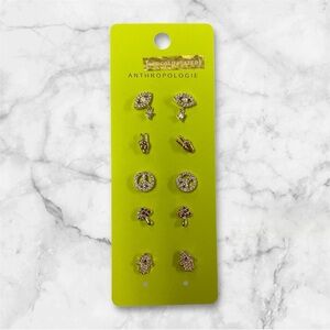 NWT Anthropologie 14K Gold Plated Set of 5 Earrings